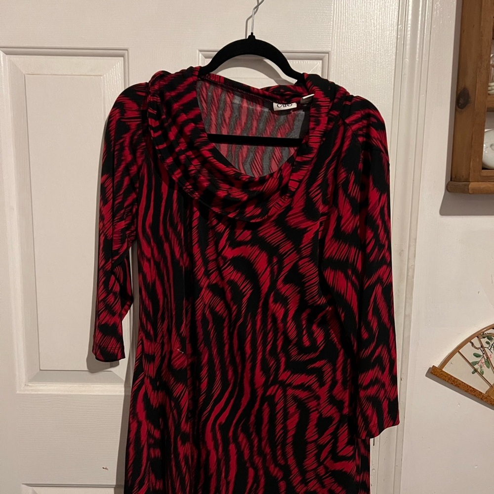 Cato Red and Black Abstract Dress